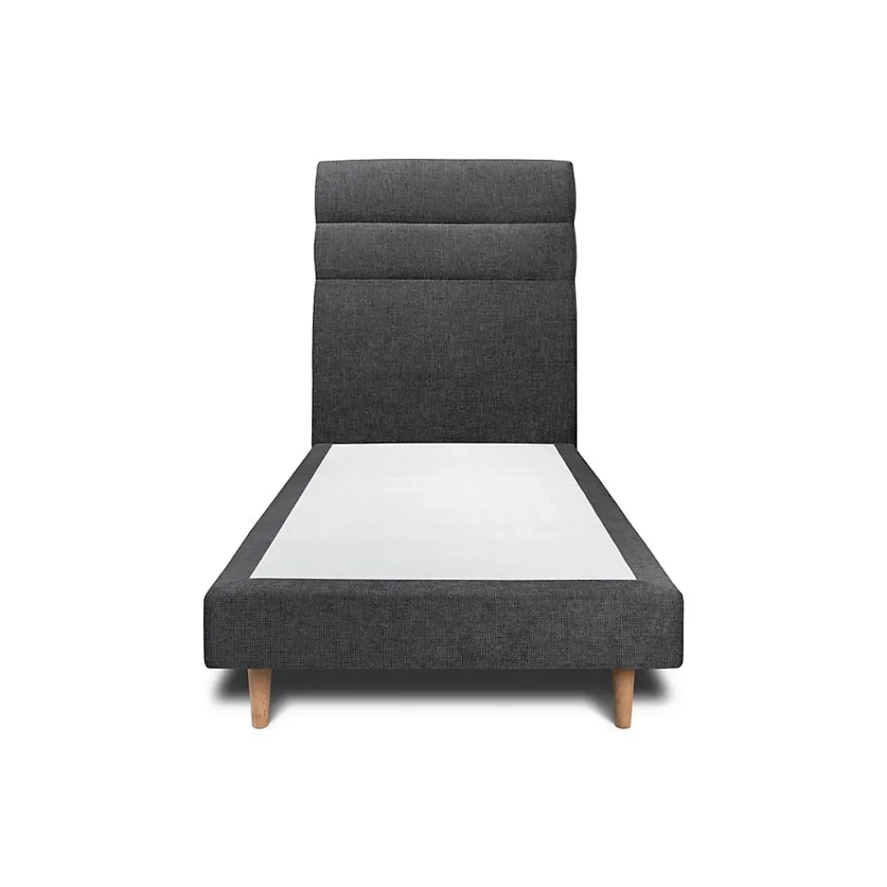 Sommeil De Plomb Lit avec tête de lit lignes tissu et sommier tapissier - Lit en bois massif* Lit Simple