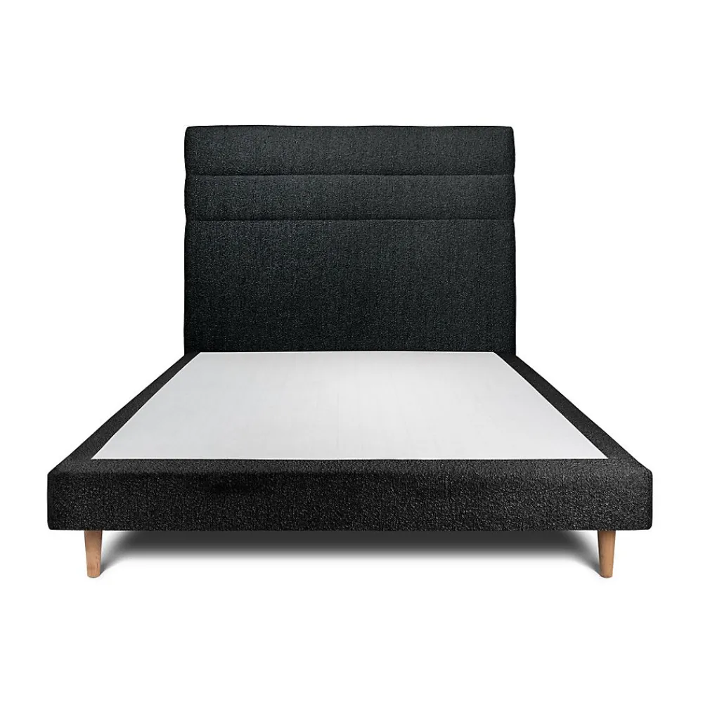 Sommeil De Plomb Lit avec tête de lit lignes bouclette et sommier tapissier - Lit en bois massif* Lit Simple