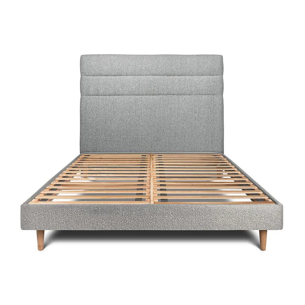 Sommeil De Plomb Lit avec tête de lit lignes bouclette et sommier kit - Lit en bois massif* Lit Double
