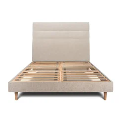 Lit avec tête de lit lignes tissu et sommier kit - Lit en bois massif>Sommeil De Plomb Discount