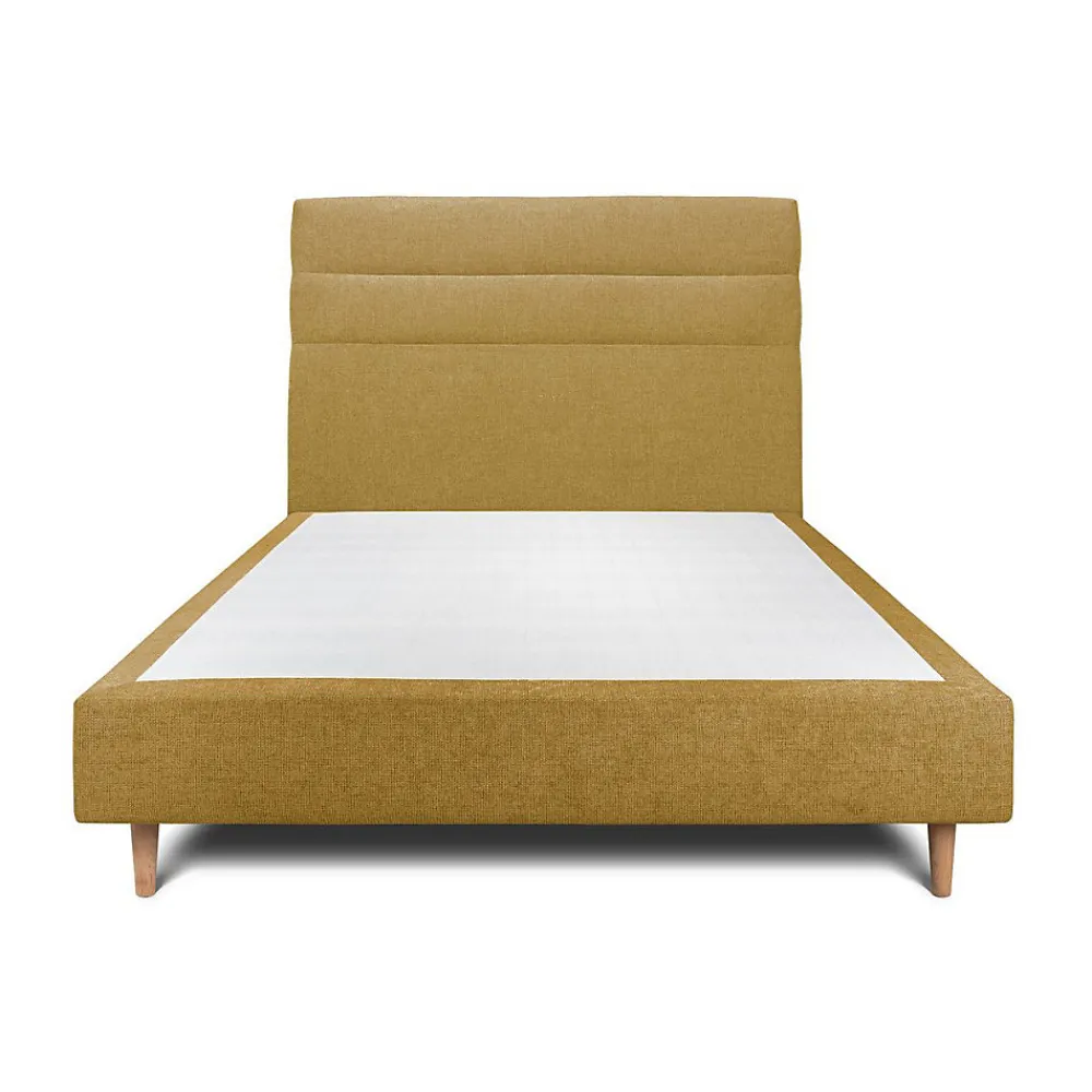 Lit avec tête de lit lignes tissu et sommier tapissier - Lit en bois massif>Sommeil De Plomb Clearance