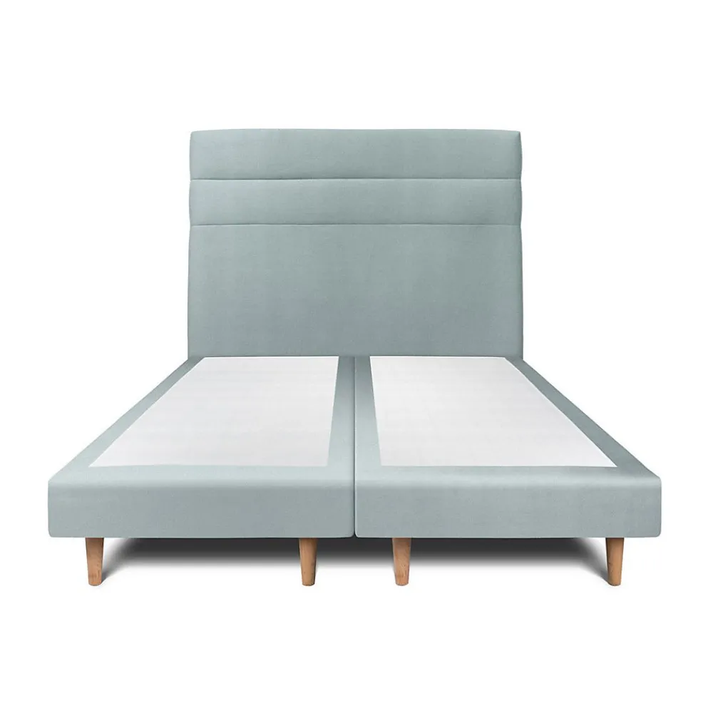 Lit avec tête de lit lignes velours et sommier tapissier - Lit en bois massif>Sommeil De Plomb Clearance