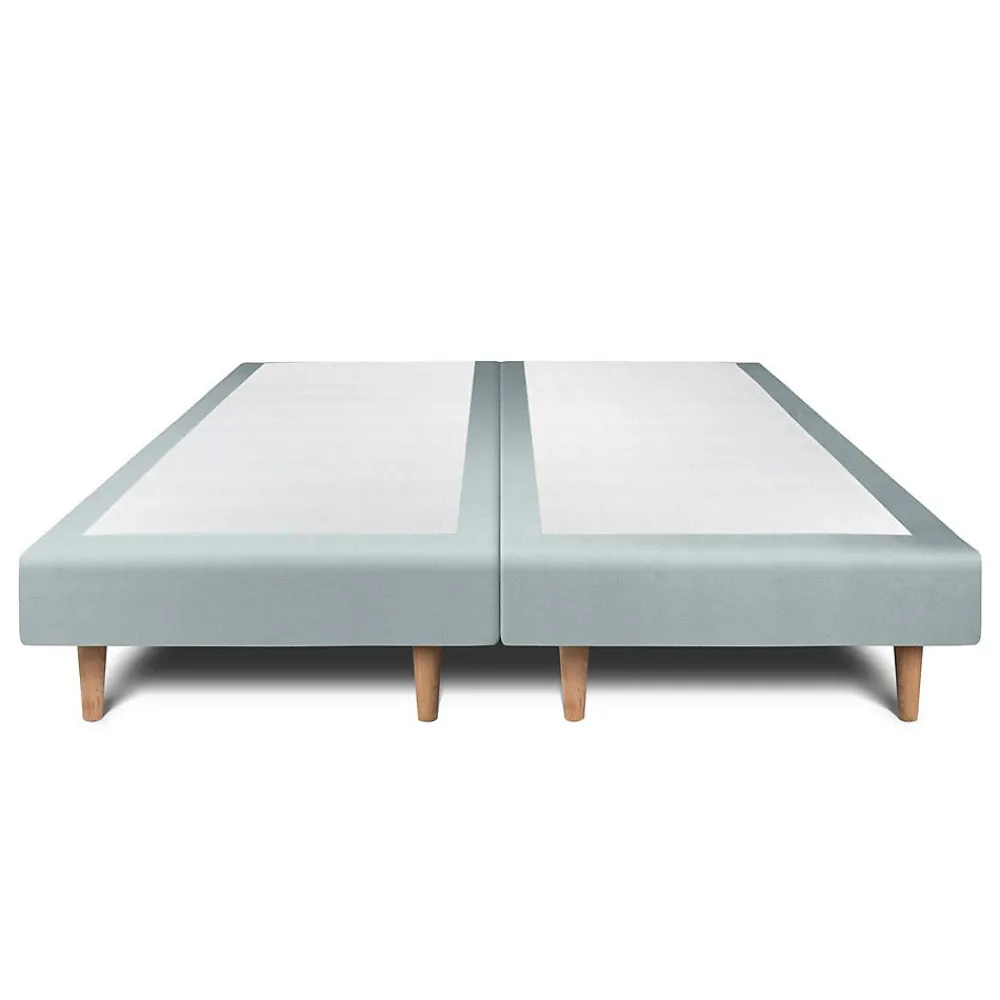 Lit avec tête de lit lignes velours et sommier tapissier - Lit en bois massif>Sommeil De Plomb Clearance