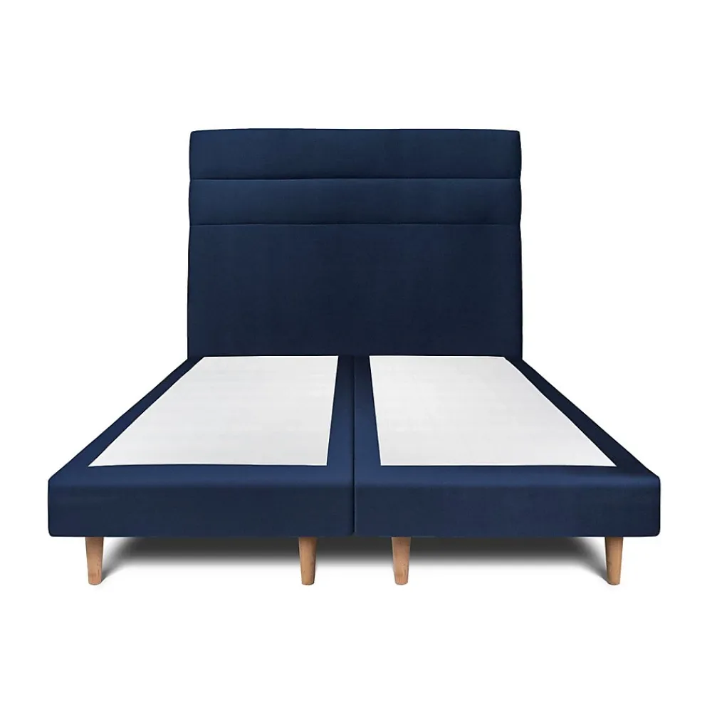 Sommeil De Plomb Lit avec tête de lit lignes velours et sommier tapissier - Lit en bois massif* Lit Double
