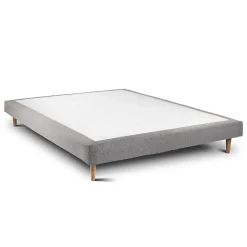 Lit avec tête de lit lignes bouclette et sommier tapissier - Lit en bois massif><noscript><img width=