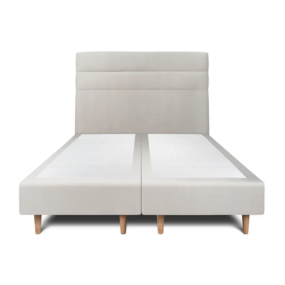 Sommeil De Plomb Lit avec tête de lit lignes velours et sommier tapissier - Lit en bois massif* Lit Double