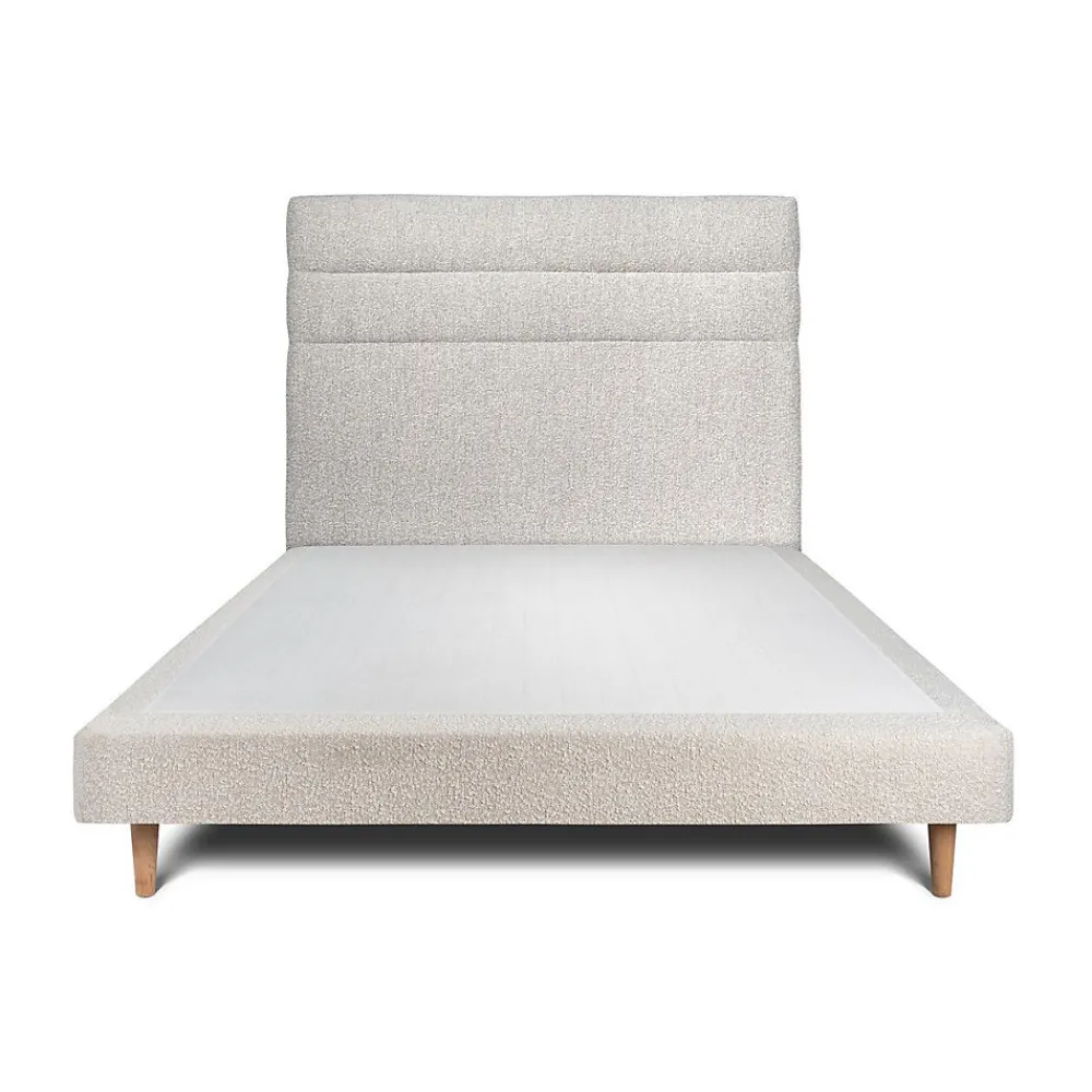Lit avec tête de lit lignes bouclette et sommier tapissier - Lit en bois massif>Sommeil De Plomb Online