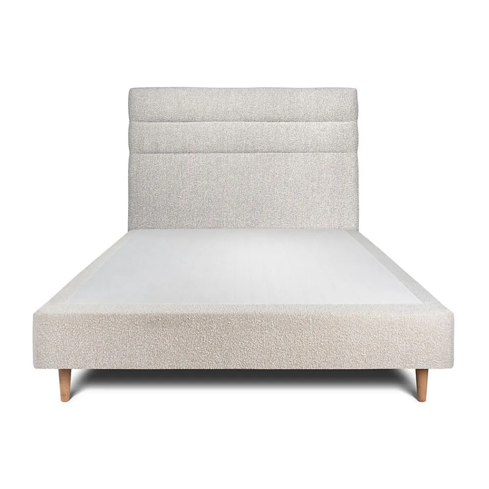 Lit avec tête de lit lignes bouclette et sommier tapissier - Lit en bois massif>Sommeil De Plomb Best