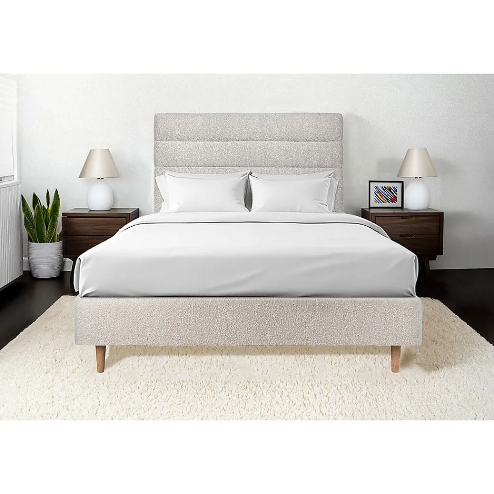 Lit avec tête de lit lignes bouclette et sommier tapissier - Lit en bois massif>Sommeil De Plomb Best