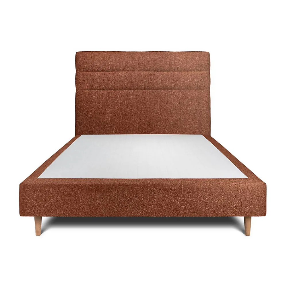 Sommeil De Plomb Lit avec tête de lit lignes bouclette et sommier tapissier - Lit en bois massif* Lit Double