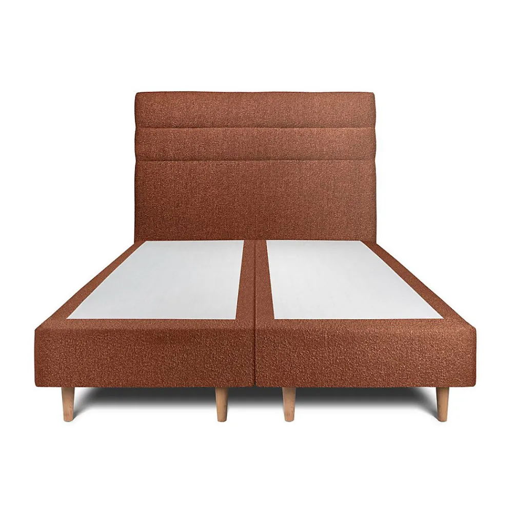 Sommeil De Plomb Lit avec tête de lit lignes bouclette et sommier tapissier - Lit en bois massif* Lit Double