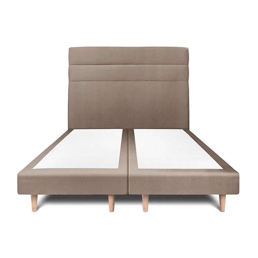 Lit avec tête de lit lignes velours et sommier tapissier - Lit en bois massif>Sommeil De Plomb Best