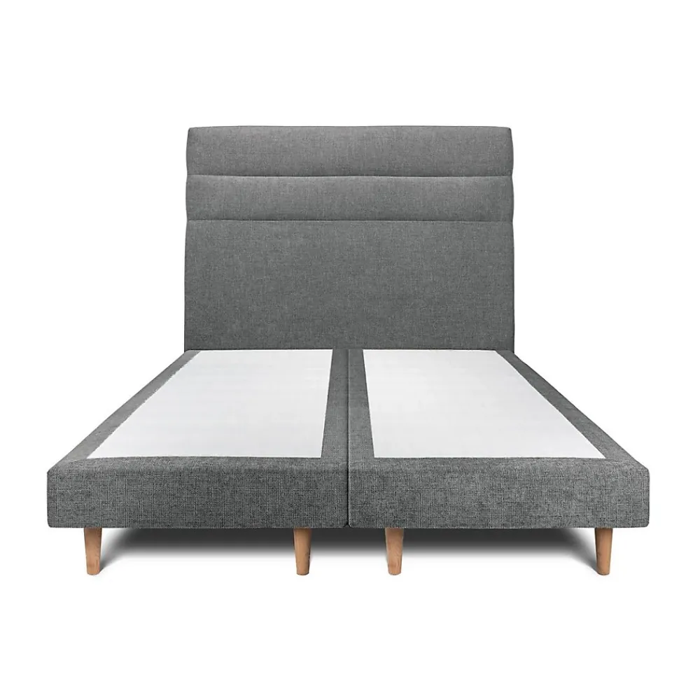 Sommeil De Plomb Lit avec tête de lit lignes tissu et sommier tapissier - Lit en bois massif* Lit Double