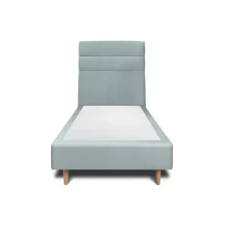 Lit avec tête de lit lignes velours et sommier tapissier - Lit en bois massif>Sommeil De Plomb Outlet
