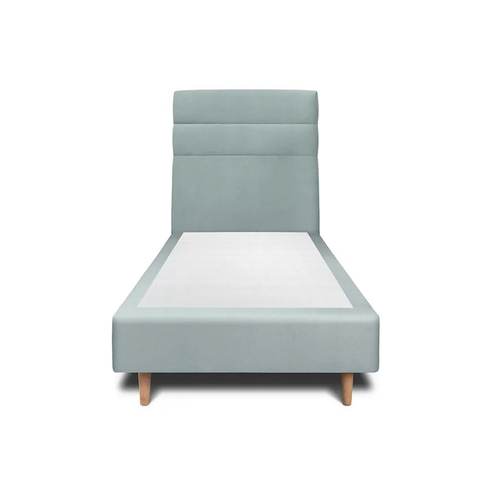 Lit avec tête de lit lignes velours et sommier tapissier - Lit en bois massif>Sommeil De Plomb Outlet