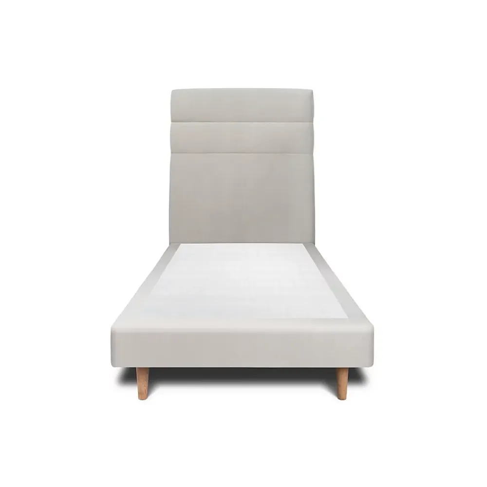 Sommeil De Plomb Lit avec tête de lit lignes velours et sommier tapissier - Lit en bois massif* Lit Simple