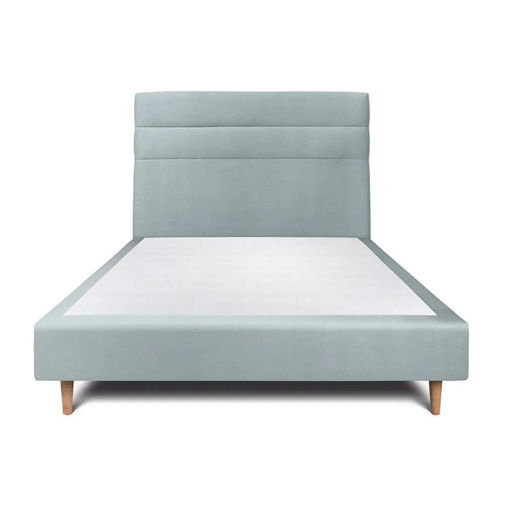Lit avec tête de lit lignes velours et sommier tapissier - Lit en bois massif>Sommeil De Plomb Clearance