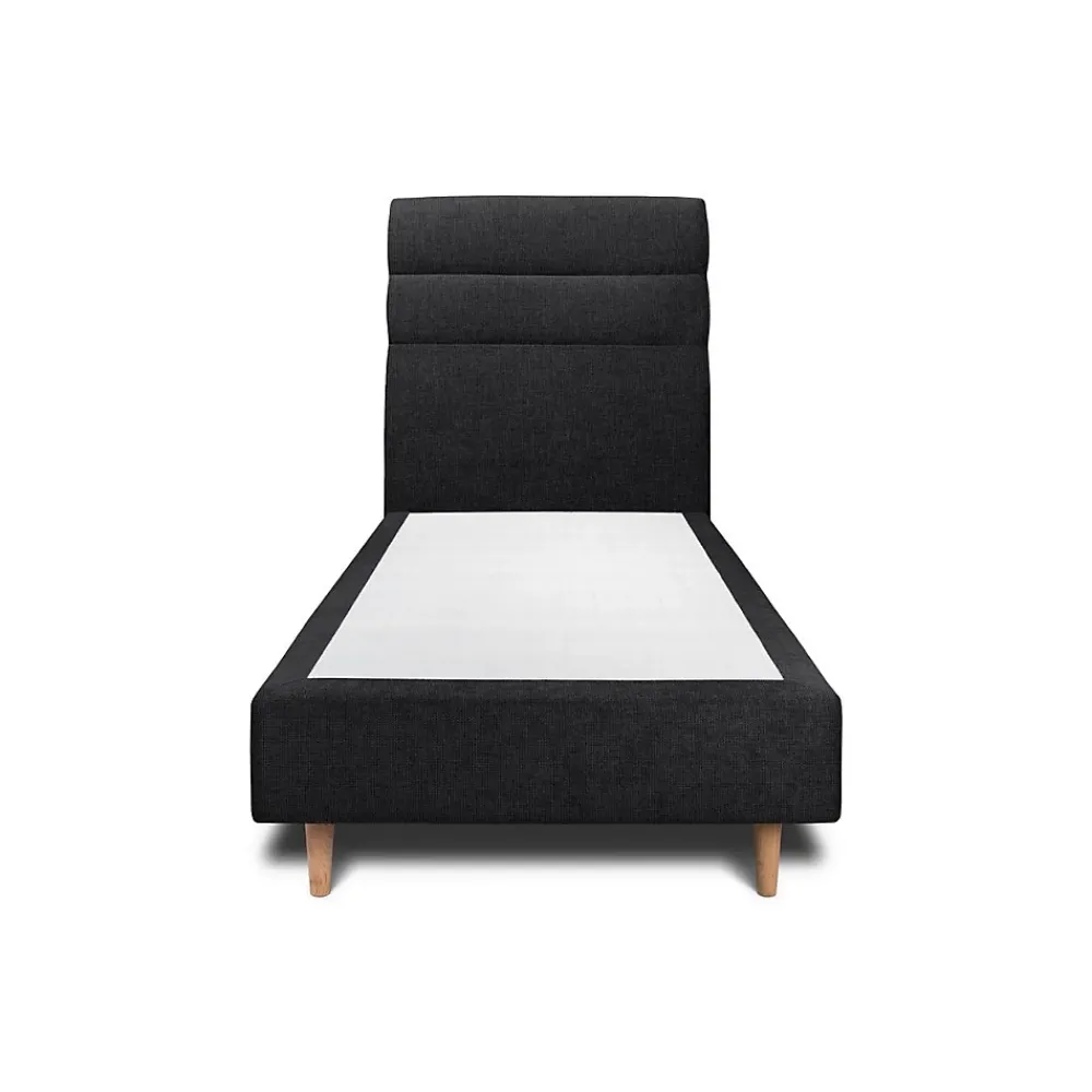 Sommeil De Plomb Lit avec tête de lit lignes tissu et sommier tapissier - Lit en bois massif* Lit Simple