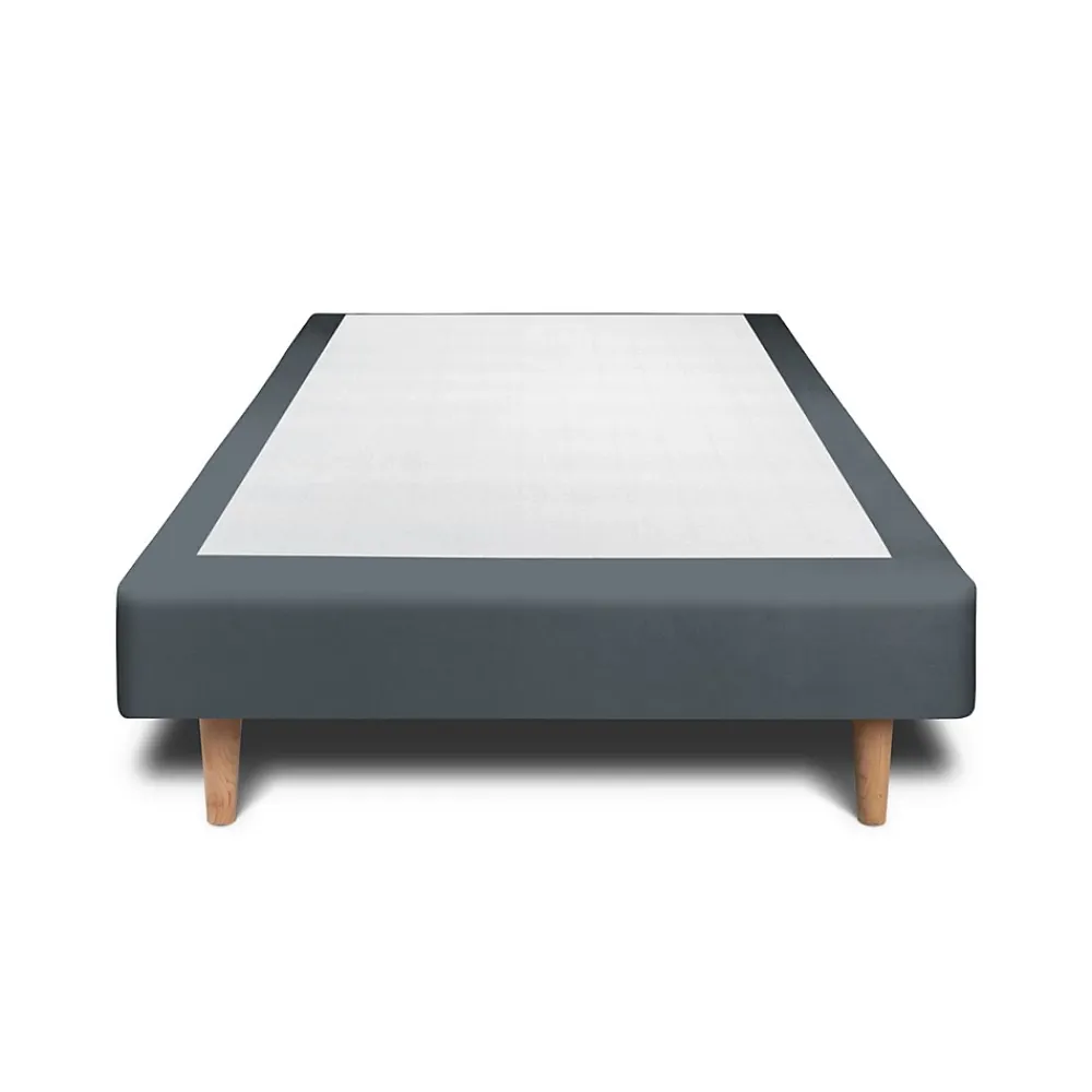 Sommeil De Plomb Lit avec tête de lit lignes velours et sommier tapissier - Lit en bois massif* Lit Simple