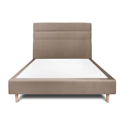 Lit avec tête de lit lignes velours et sommier tapissier - Lit en bois massif>Sommeil De Plomb Hot