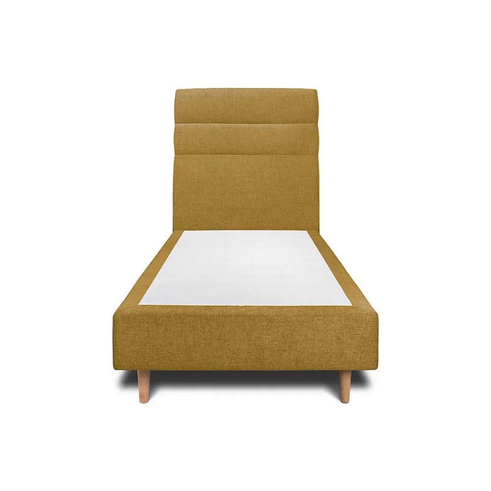 Lit avec tête de lit lignes tissu et sommier tapissier - Lit en bois massif>Sommeil De Plomb Sale
