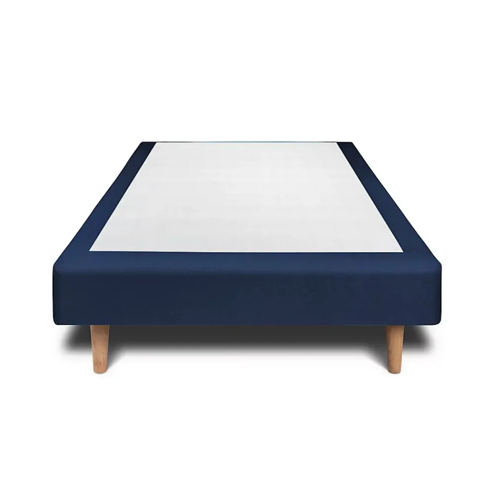 Sommeil De Plomb Lit avec tête de lit lignes velours et sommier tapissier - Lit en bois massif* Lit Simple
