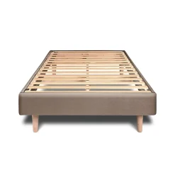 Sommeil De Plomb Lit avec tête de lit lignes velours et sommier kit - Lit en bois massif* Lit Simple