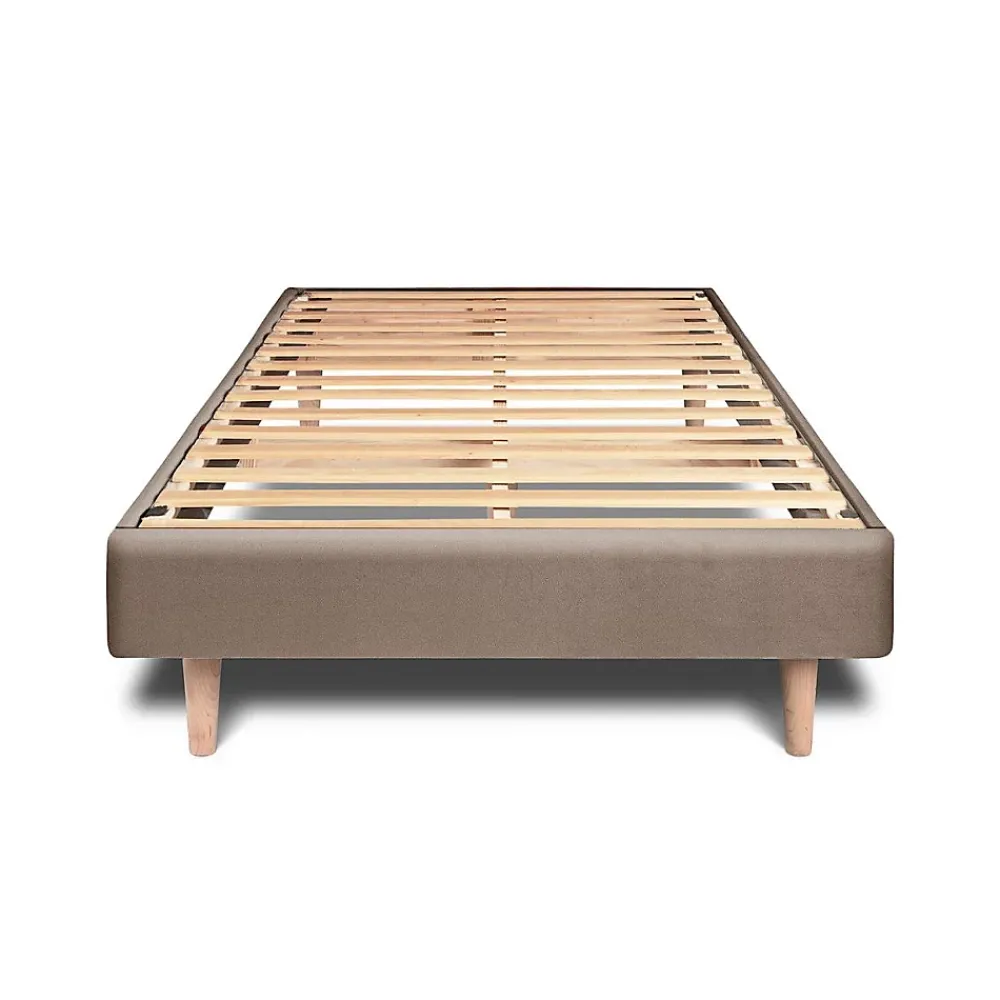 Sommeil De Plomb Lit avec tête de lit lignes velours et sommier kit - Lit en bois massif* Lit Simple