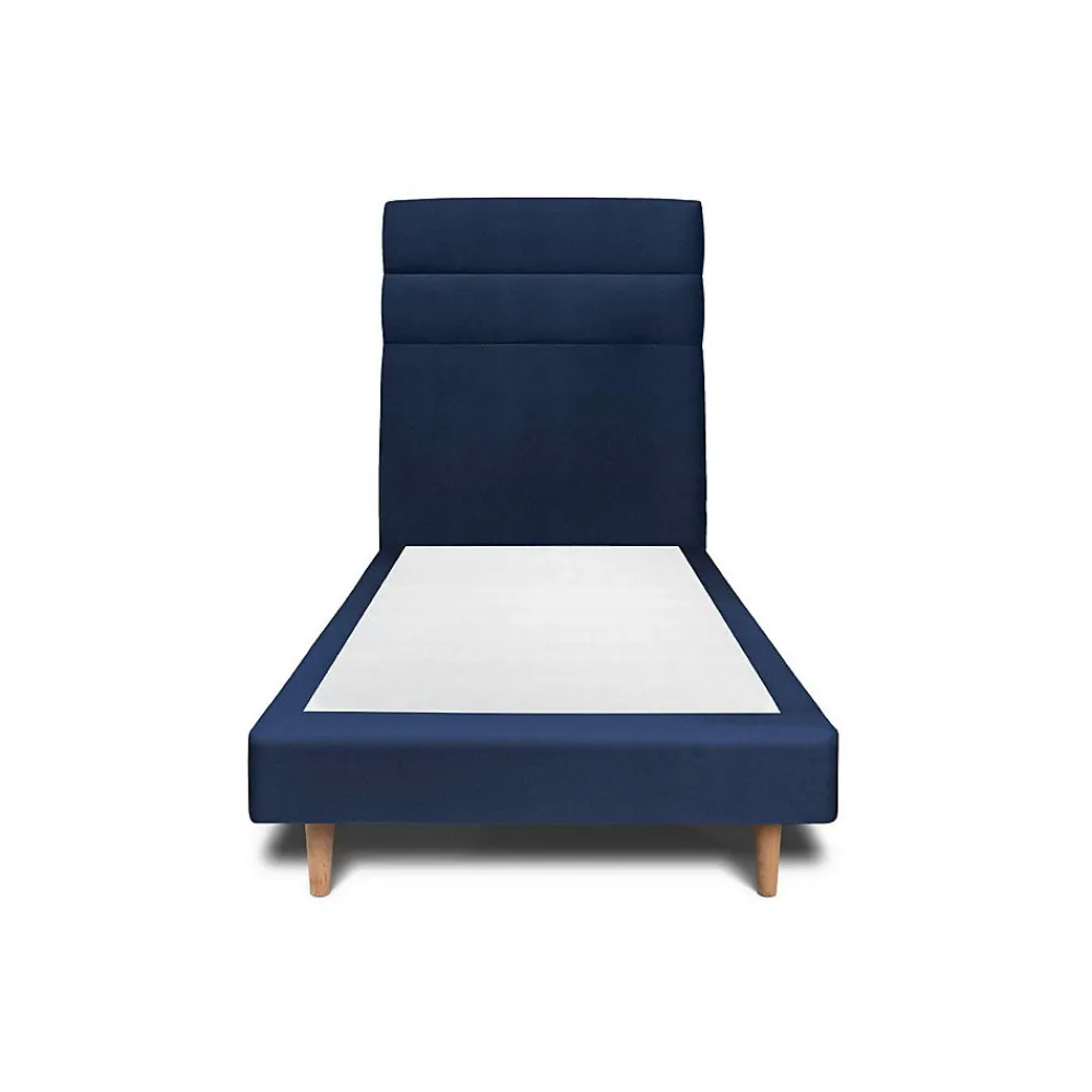 Lit avec tête de lit lignes velours et sommier tapissier - Lit en bois massif>Sommeil De Plomb Best
