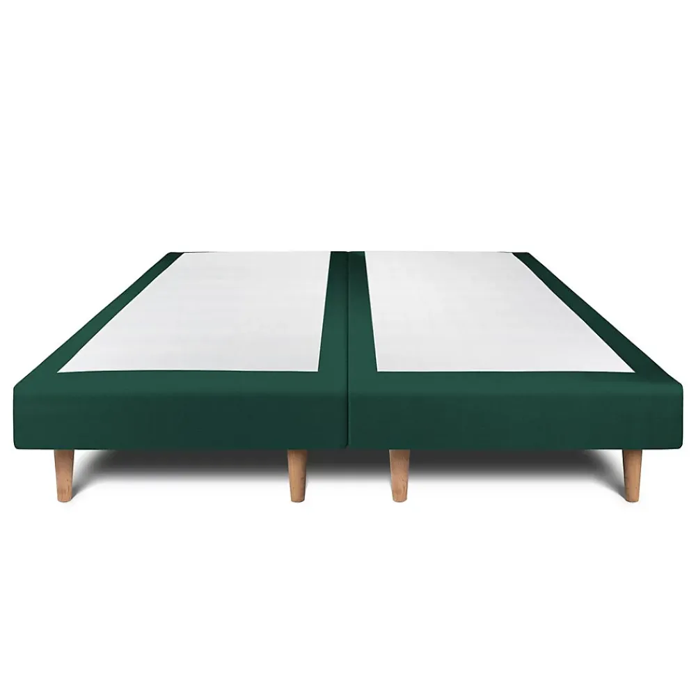 Sommeil De Plomb Lit avec tête de lit lignes velours et sommier tapissier - Lit en bois massif* Lit Double