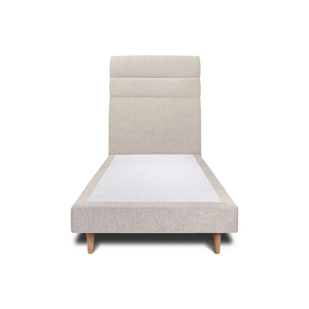 Lit avec tête de lit lignes tissu et sommier tapissier - Lit en bois massif>Sommeil De Plomb
