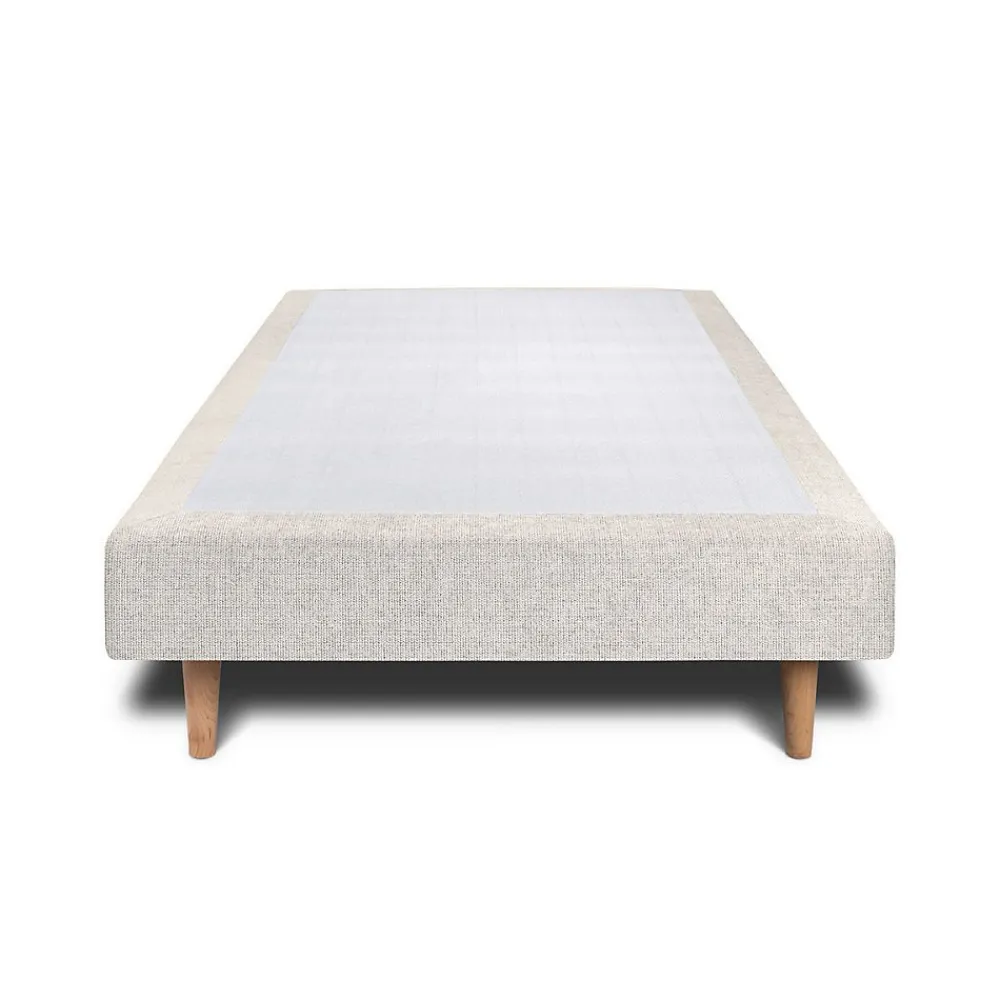Lit avec tête de lit lignes tissu et sommier tapissier - Lit en bois massif>Sommeil De Plomb