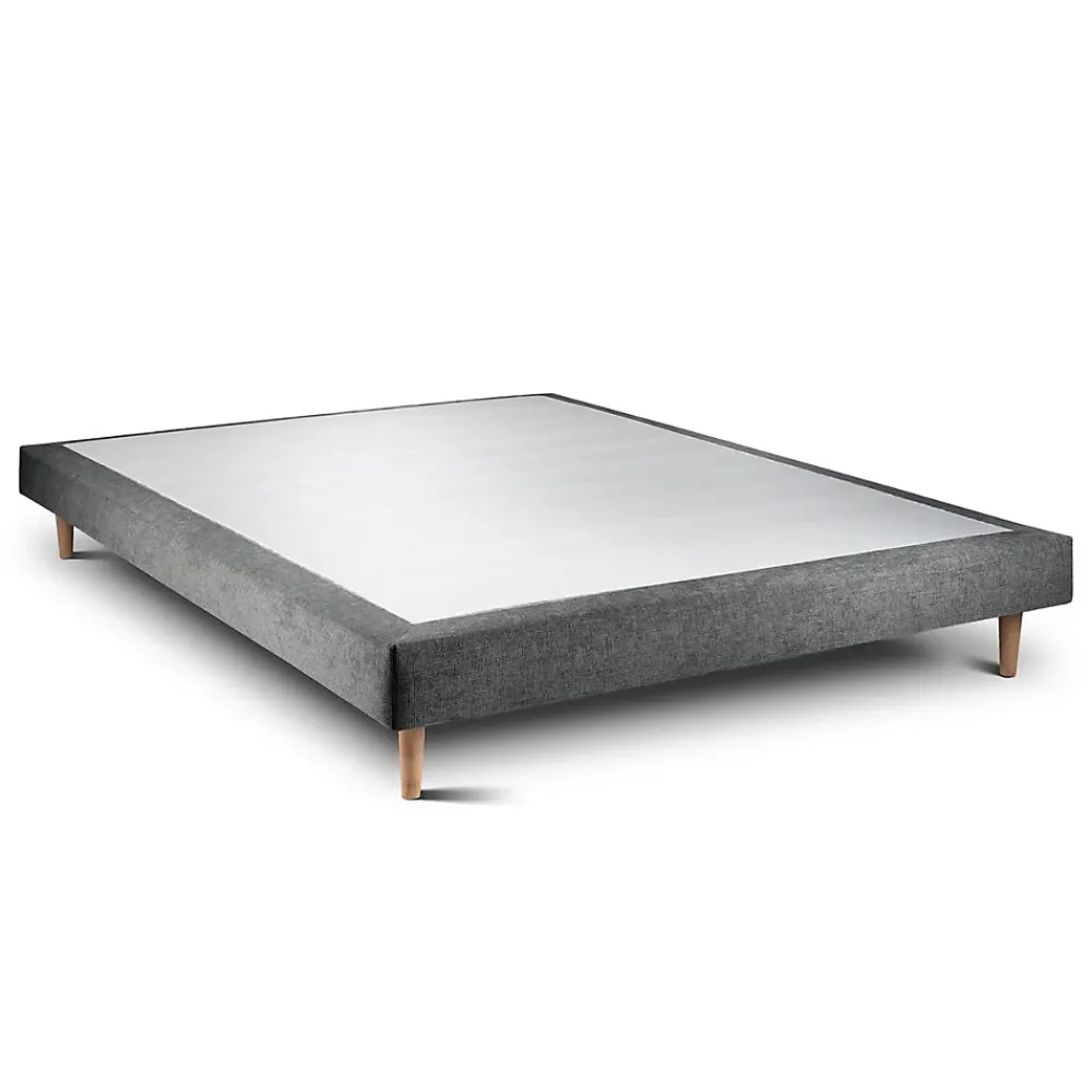 Sommeil De Plomb Lit avec tête de lit lignes tissu et sommier tapissier - Lit en bois massif* Lit Simple