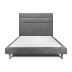 Sommeil De Plomb Lit avec tête de lit lignes tissu et sommier tapissier - Lit en bois massif* Lit Simple