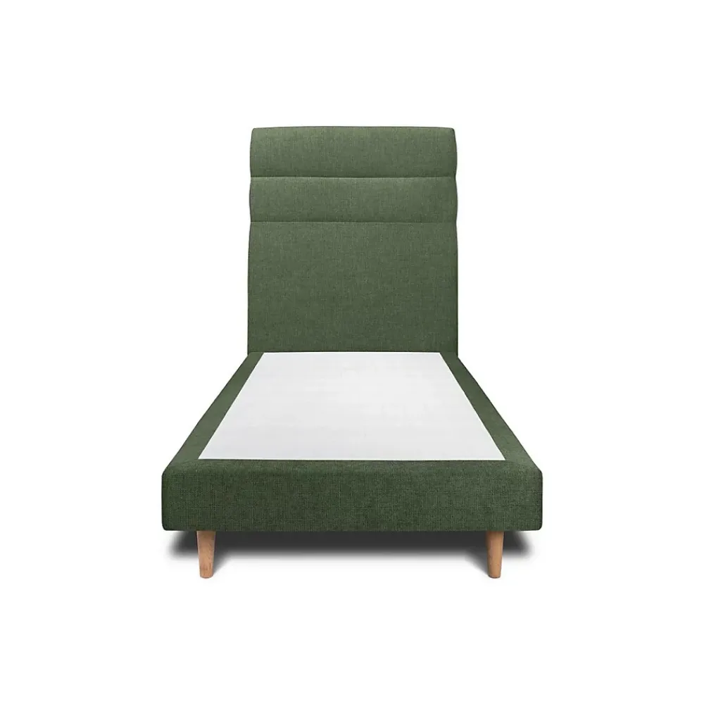 Sommeil De Plomb Lit avec tête de lit lignes tissu et sommier tapissier - Lit en bois massif* Lit Simple
