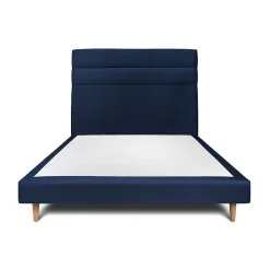 Lit avec tête de lit lignes velours et sommier tapissier - Lit en bois massif>Sommeil De Plomb Clearance