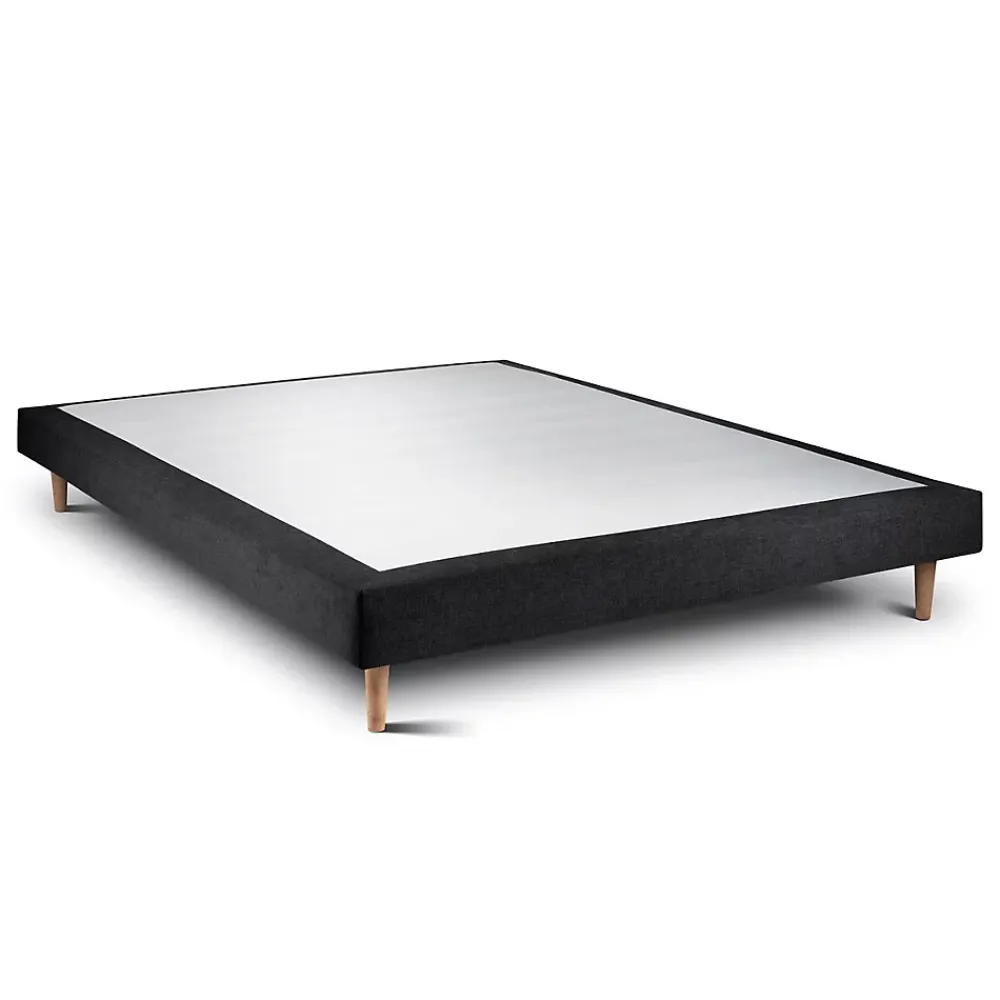 Sommeil De Plomb Lit avec tête de lit lignes tissu et sommier tapissier - Lit en bois massif* Lit Double