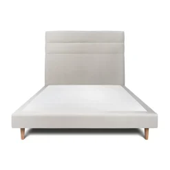 Sommeil De Plomb Lit avec tête de lit lignes velours et sommier tapissier - Lit en bois massif* Lit Double