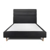Lit avec tête de lit lignes tissu et sommier tapissier - Lit en bois massif>Sommeil De Plomb Hot