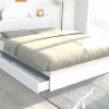 Vente-unique Lit avec tête de lit rangements et tiroirs 140 x 190 cm - Blanc - EUGENE* Lit Avec Rangement