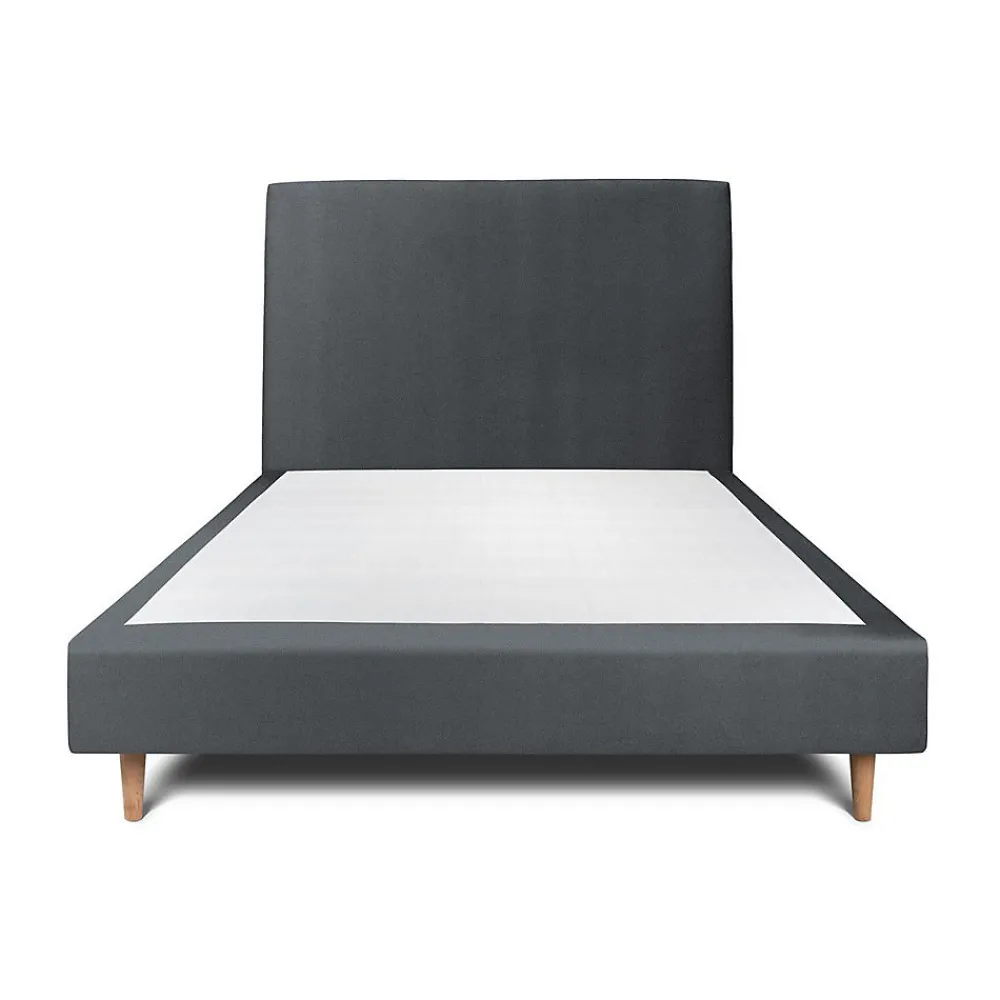 Lit avec tête de lit tapissier velours et sommier tapissier - Lit en bois massif>Sommeil De Plomb New