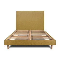 Lit avec tête de lit tapissier tissu et sommier kit - Lit en bois massif>Sommeil De Plomb