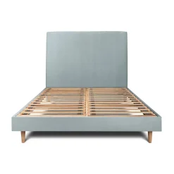 Sommeil De Plomb Lit avec tête de lit tapissier velours et sommier kit - Lit en bois massif* Lit Simple