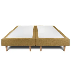 Lit avec tête de lit tapissier tissu et sommier tapissier - Lit en bois massif><noscript><img width=