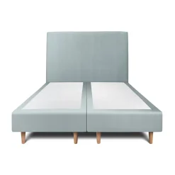 Lit avec tête de lit tapissier velours et sommier tapissier - Lit en bois massif>Sommeil De Plomb Discount