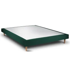 Sommeil De Plomb Lit avec tête de lit tapissier velours et sommier tapissier - Lit en bois massif* Lit Simple