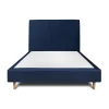 Sommeil De Plomb Lit avec tête de lit tapissier velours et sommier tapissier - Lit en bois massif* Lit Double