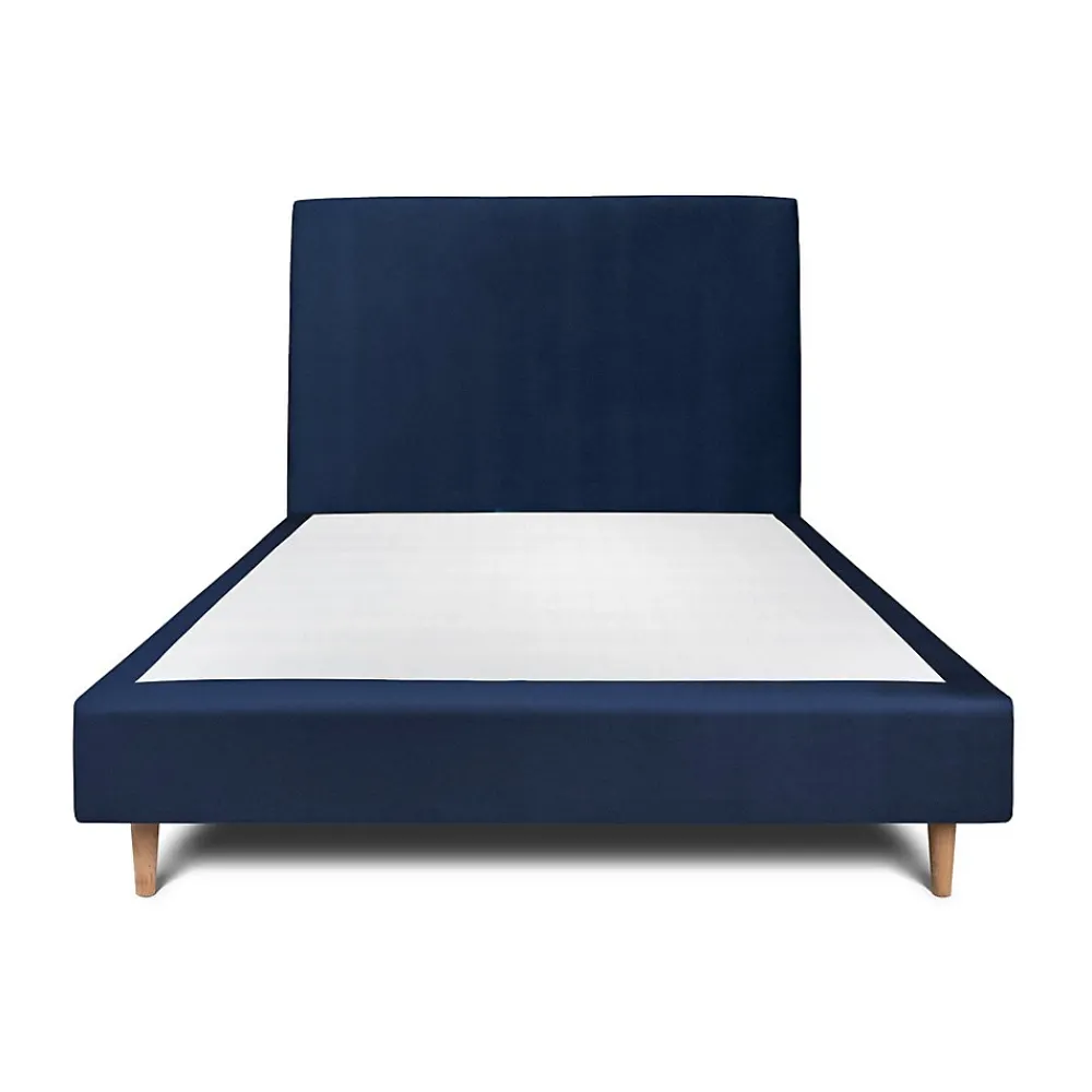 Sommeil De Plomb Lit avec tête de lit tapissier velours et sommier tapissier - Lit en bois massif* Lit Double