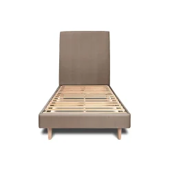 Lit avec tête de lit tapissier velours et sommier kit - Lit en bois massif>Sommeil De Plomb New