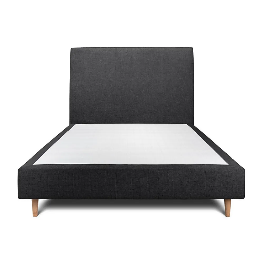 Lit avec tête de lit tapissier tissu et sommier tapissier - Lit en bois massif>Sommeil De Plomb Discount